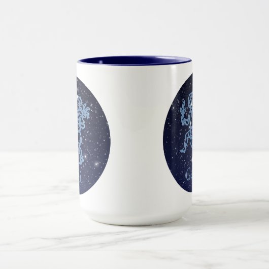 Gemini-Sternbild und Zodiaka-Zeichen mit Sternen Tasse (Zentrum)