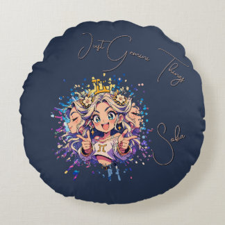 Gemini Sweet 16 Round Name Pillow Rundes Kissen