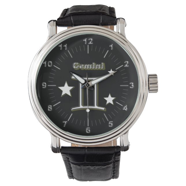 Gemini-Symbol Armbanduhr (Vorderseite)