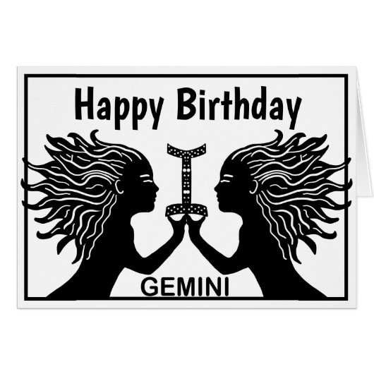Gemini Symbol Happy Geburtstag Horoscope Zodiac (Vorderseite (Horizontal))