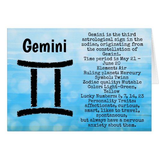 Gemini Symbol Happy Geburtstag Horoscope Zodiac (Vorderseite (Horizontal))