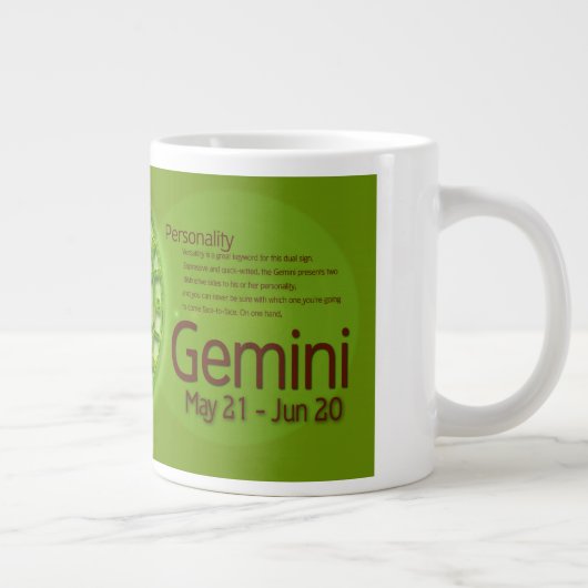 Gemini Symbol Horoskop Info Jumbo-Tasse (Rechts)