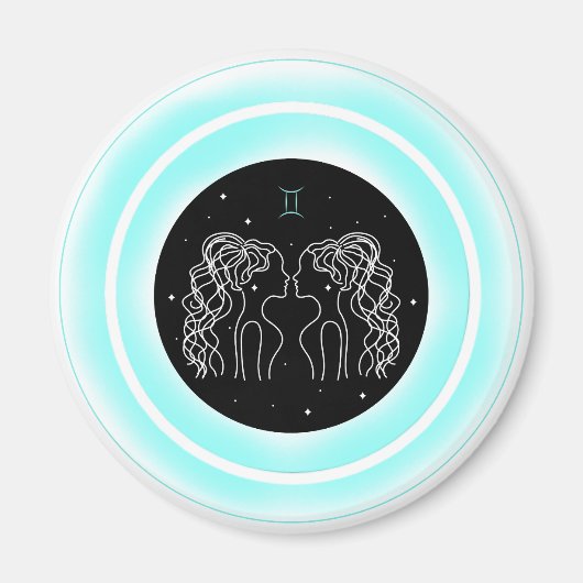 Gemini Symbol – Minimal Astrology Emblem Magnet (Vorne)