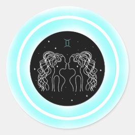 Gemini Symbol – Minimal Astrology Emblem Runder Aufkleber