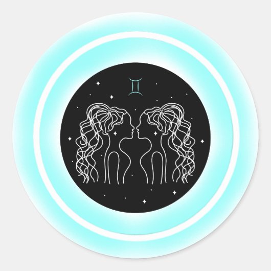 Gemini Symbol – Minimal Astrology Emblem Runder Aufkleber (Vorderseite)