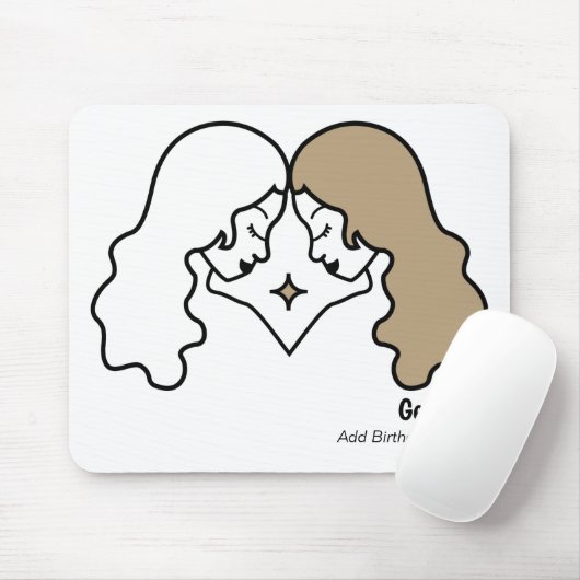 Gemini the twins personalized zodiac birthday mousepad (Mit Mouse)