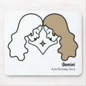 Gemini the twins personalized zodiac birthday mousepad (Vorne)