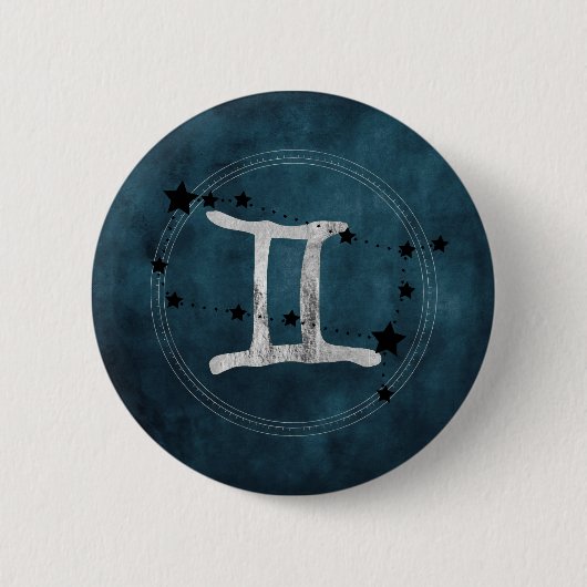 Gemini the Twins zodiac sign constellation stars Button (Vorderseite)