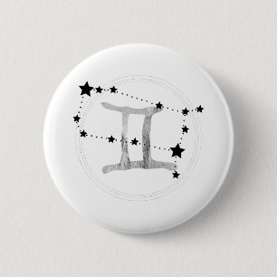 Gemini the Twins zodiac sign constellation stars Button
