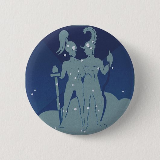 Gemini Twin Constellation Vintag Zodiac Astrologie Button (Vorderseite)