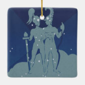 Gemini Twin Constellation Vintag Zodiac Astrologie Keramikornament (Rückseite)