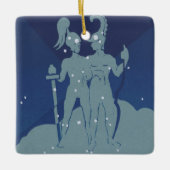 Gemini Twin Constellation Vintag Zodiac Astrologie Keramikornament (Vorderseite)