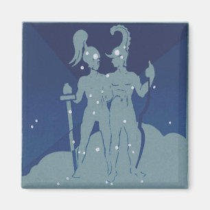 Gemini Twin Constellation Vintag Zodiac Astrologie Magnet