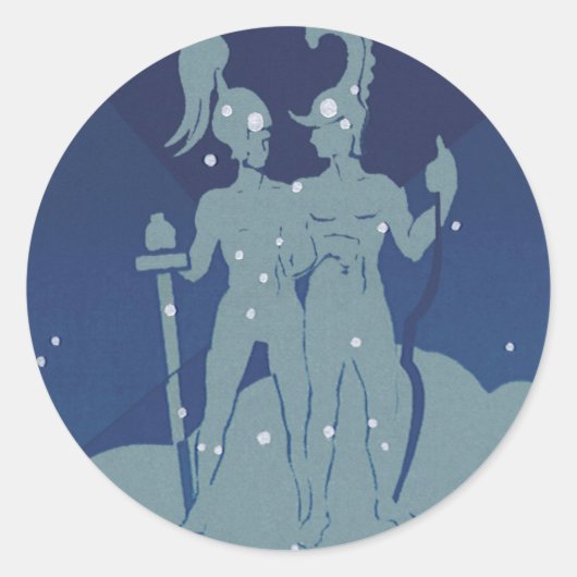 Gemini Twin Constellation Vintag Zodiac Astrologie Runder Aufkleber (Vorderseite)