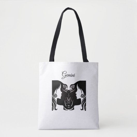 Gemini Twins Black and White Tote Bag Tasche (Vorderseite)