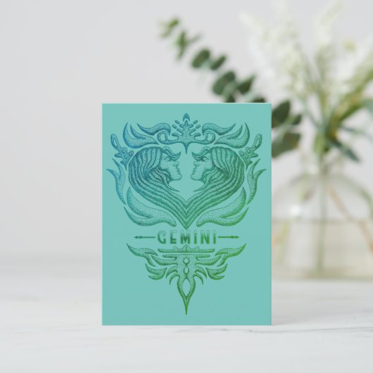 Gemini Twins Emblem Postkarte (Stehend Vorderseite)
