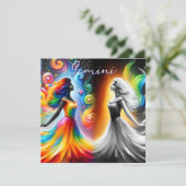 Gemini Twins Farbe & Schwarz/Weißes Horoskop (Stehend Vorderseite)