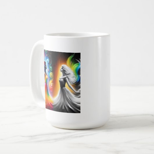Gemini Twins Farbe & Schwarz/Weißes Horoskop Kaffeetasse (Vorderseite Links)