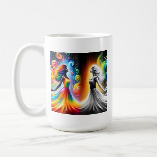 Gemini Twins Farbe & Schwarz/Weißes Horoskop Kaffeetasse (Links)