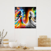 Gemini Twins Farbe & Schwarz/Weißes Horoskop Poster (Küche)