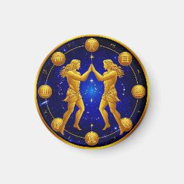 Gemini Twins In Cosmic Circle Magnet