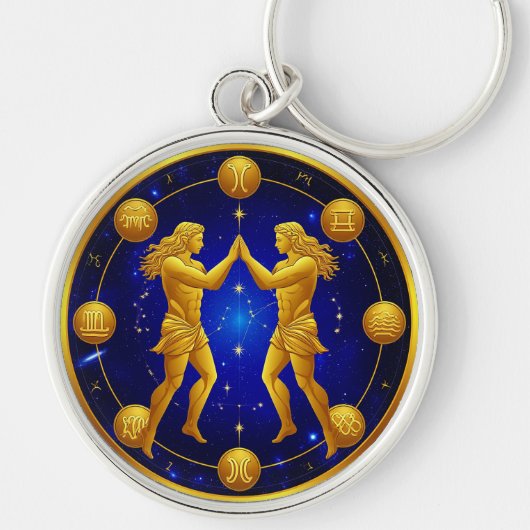 Gemini Twins In Cosmic Circle Schlüsselanhänger (Vorne)