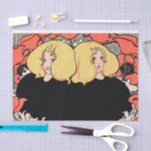 Gemini Twins Rot und Schwarz Twins Art Deco Seidenpapier (Handwerk)