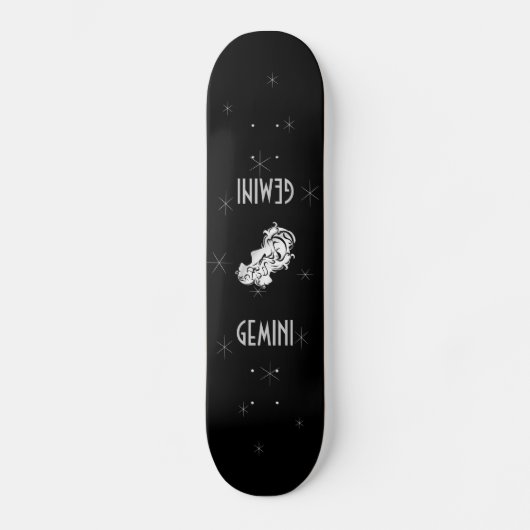 Gemini Twins Silver Zodiac Symbol Skateboard Deck (Vorderseite)