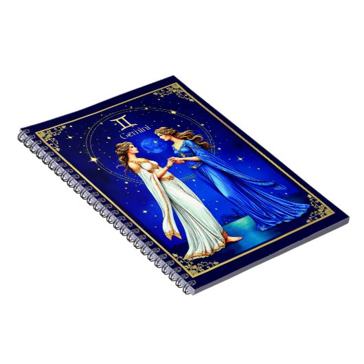 Gemini Twins unter einem Sternenhimmel Notizblock (Rechte Seite)