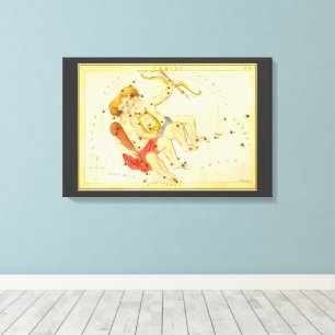 Gemini Twins Vintag Constellation Urania Mirror Leinwanddruck