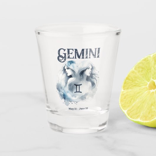 Gemini Twins Watercolor Zodiac Sign Birthday Schnapsglas (Vorderseite)