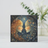 Gemini Twins Zodiac Astrology Celestial Birthday Karte (Stehend Vorderseite)