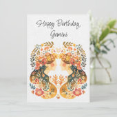 Gemini Twins Zodiac Boho Birthday Flat Card (Stehend Vorderseite)