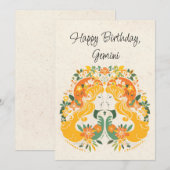 Gemini Twins Zodiac Floral Geburtstagskarte (Vorne/Hinten)