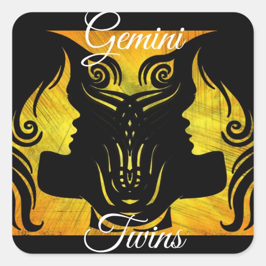 Gemini Twins Zodiac Horoskop Zeichenketten Quadratischer Aufkleber (Vorderseite)