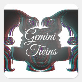 Gemini Twins Zodiac Horoskop Zeichenketten Quadratischer Aufkleber