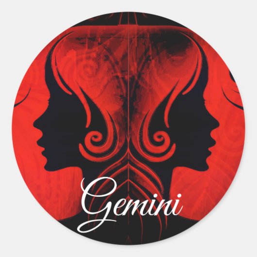 Gemini Twins Zodiac Horoskop Zeichenketten Runder Aufkleber (Vorderseite)