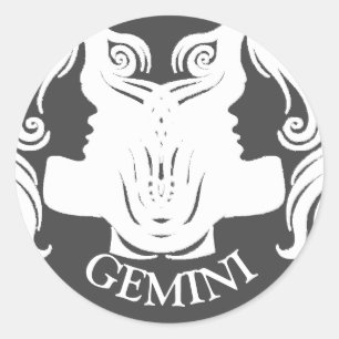 Gemini Twins Zodiac Horoskop Zeichenketten Runder Aufkleber