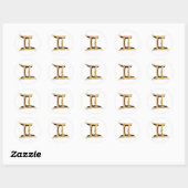 Gemini Twins zodiakisches Symbol schwarze Goldtext Runder Aufkleber (Blatt)