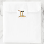 Gemini Twins zodiakisches Symbol schwarze Goldtext Runder Aufkleber (Tasche)