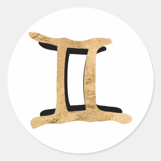 Gemini Twins zodiakisches Symbol schwarze Goldtext Runder Aufkleber (Vorderseite)