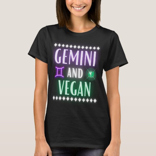 Gemini und Vegane Neonbriefe T-Shirt (Vorderseite)