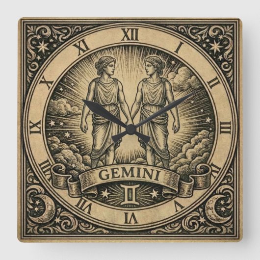 Gemini Vintage Zodiakus Wanduhr (Vorderseite)