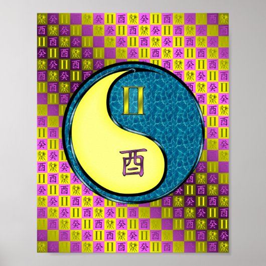 Gemini & Water Runder Poster (Vorne)