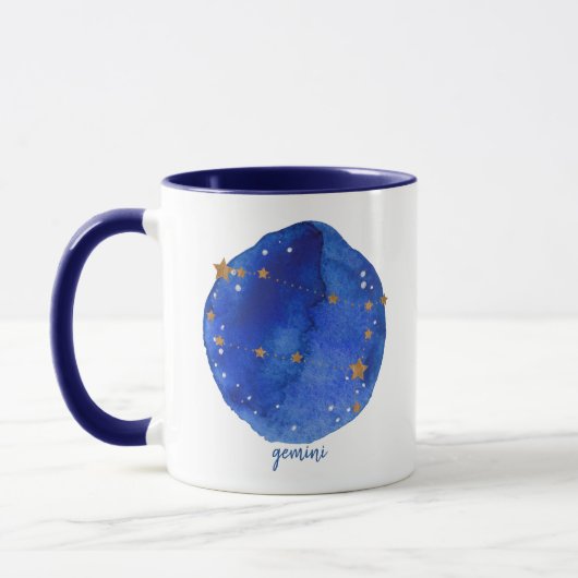 Gemini Watercolor Night Sky Constellation Zodiac Tasse (Links)