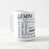 Gemini Watercolor Zodiac Signature Merkmale Geburt Kaffeetasse (Vorderseite Links)