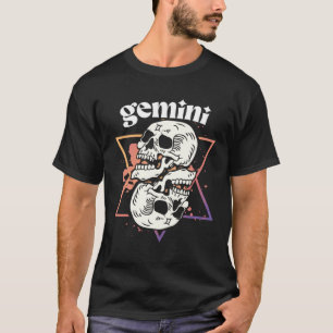 Gemini Witchcraft Zodiac Signs Schädelkonstellatio T-Shirt