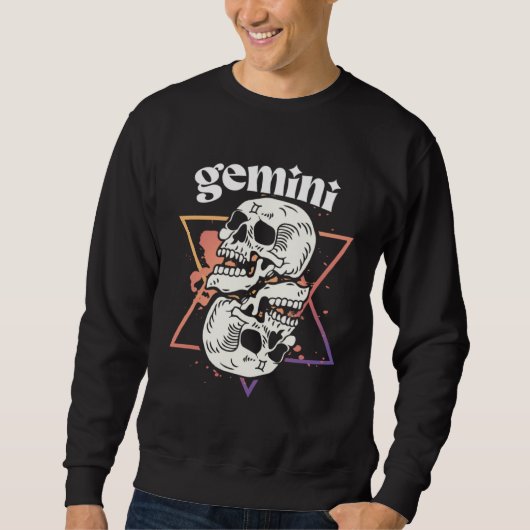 Gemini Witchcraft Zodiac Signs Skull Constellation Sweatshirt (Vorderseite)