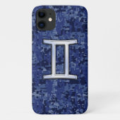 Gemini-Zeichen auf Blue Digital Camouflage Case-Mate iPhone Hülle (Rückseite)