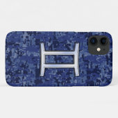 Gemini-Zeichen auf Blue Digital Camouflage Case-Mate iPhone Hülle (Rückseite (Horizontal))